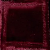 Burgundy velvet fabric swatch with short pile texture, framed by dark stitching, displaying imprinted text “swan > fabric (elite) > elite 307 29”.